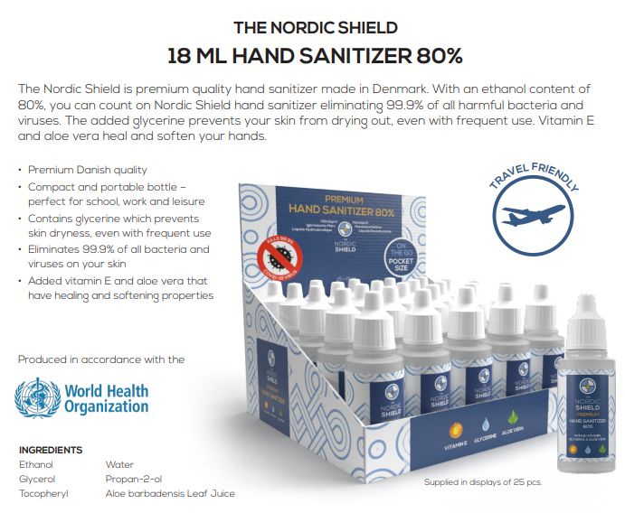 Nordic Shield Premium Håndsprit 80% - 18ml
