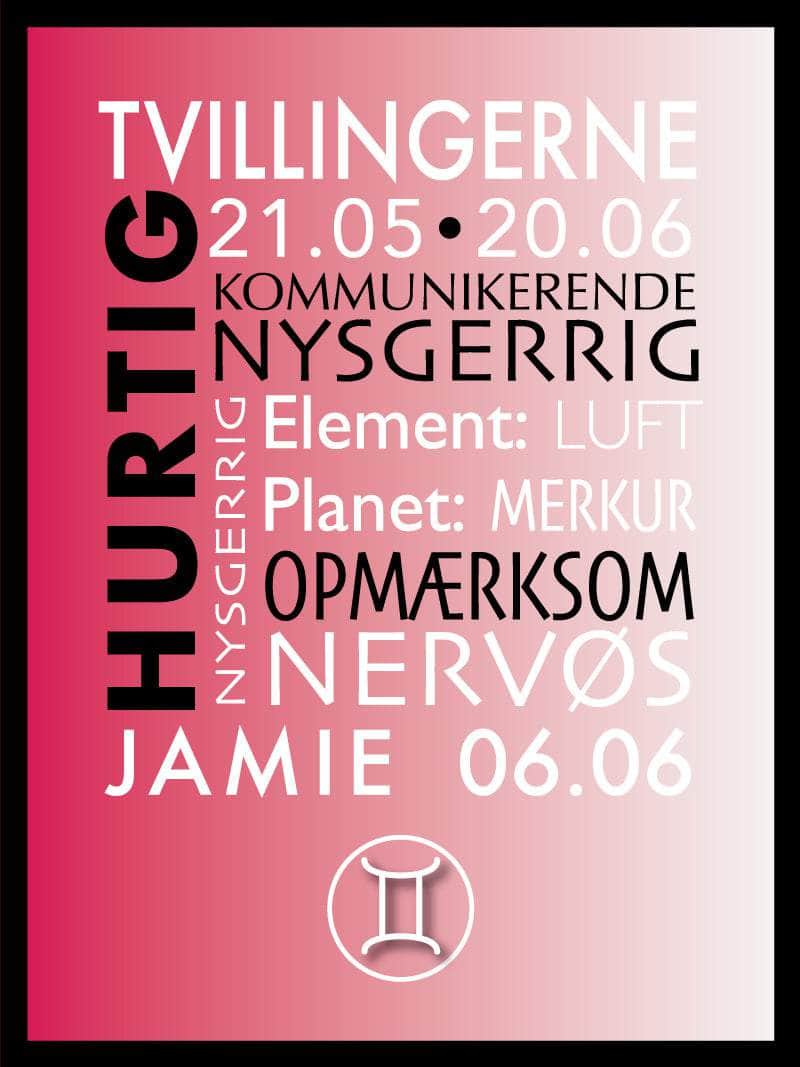 Tvillingerne Stjernetegn Plakat – Elegant Astrologi Kunst