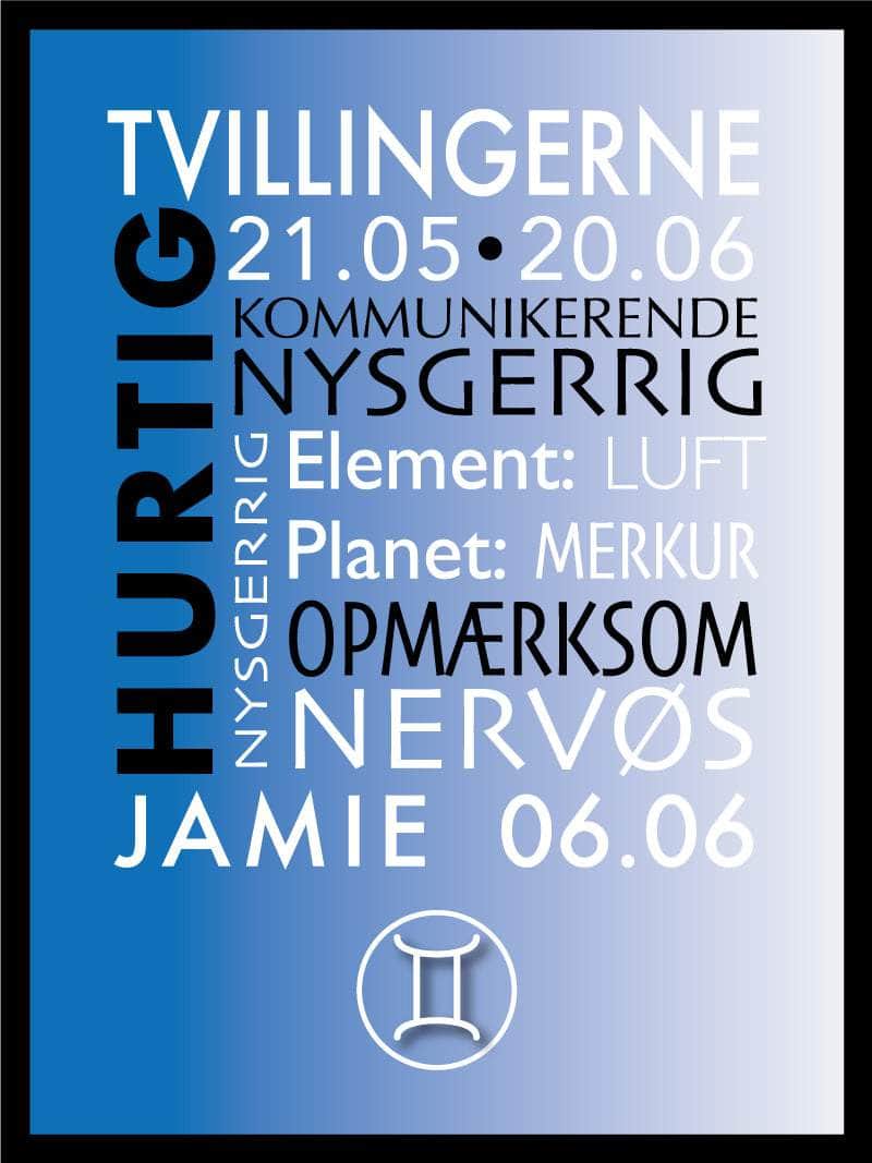 Tvillingerne Stjernetegn Plakat - Unik Vægkunst til Dit Hjem