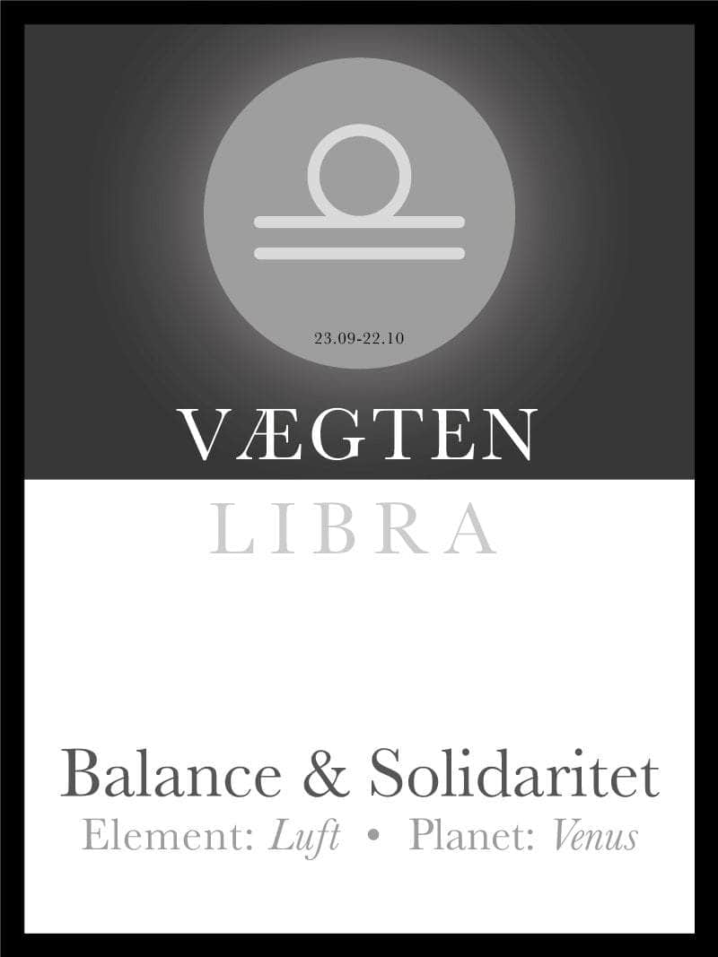 Vægten Stjernetegn Plakat med Værdier fra Egly Design