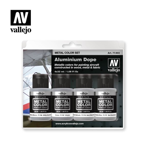 Vallejo Metal Color Air: Malersæt til Fly 4 Farver