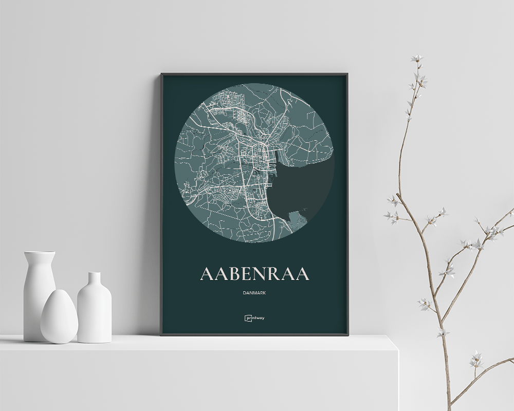 Aabenraa Bykort Plakat i Skovgrøn – Elegant Design