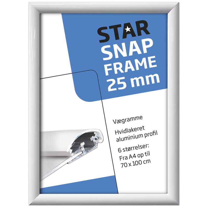 Hvid Alu Klapramme 25 mm - Snapramme til Plakater