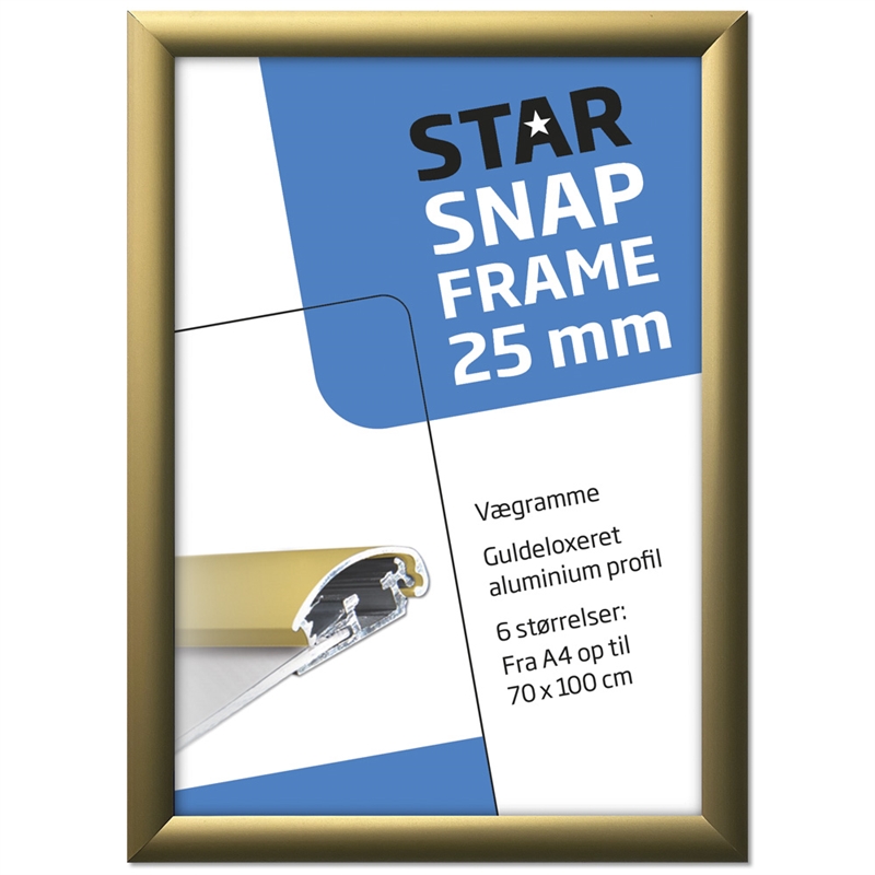 Mat Guld Alu Klapramme 25 Mm - Perfekt Til Plakater