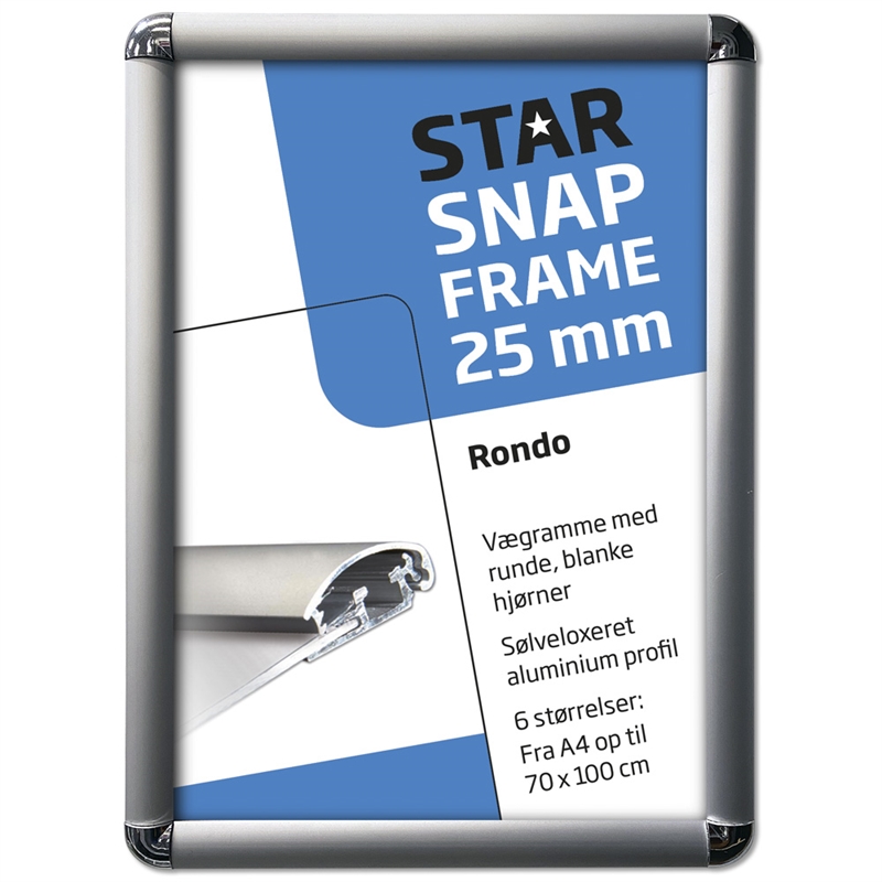 Alu Klapramme Rondo 25 mm Sølv – Perfekt til Plakater