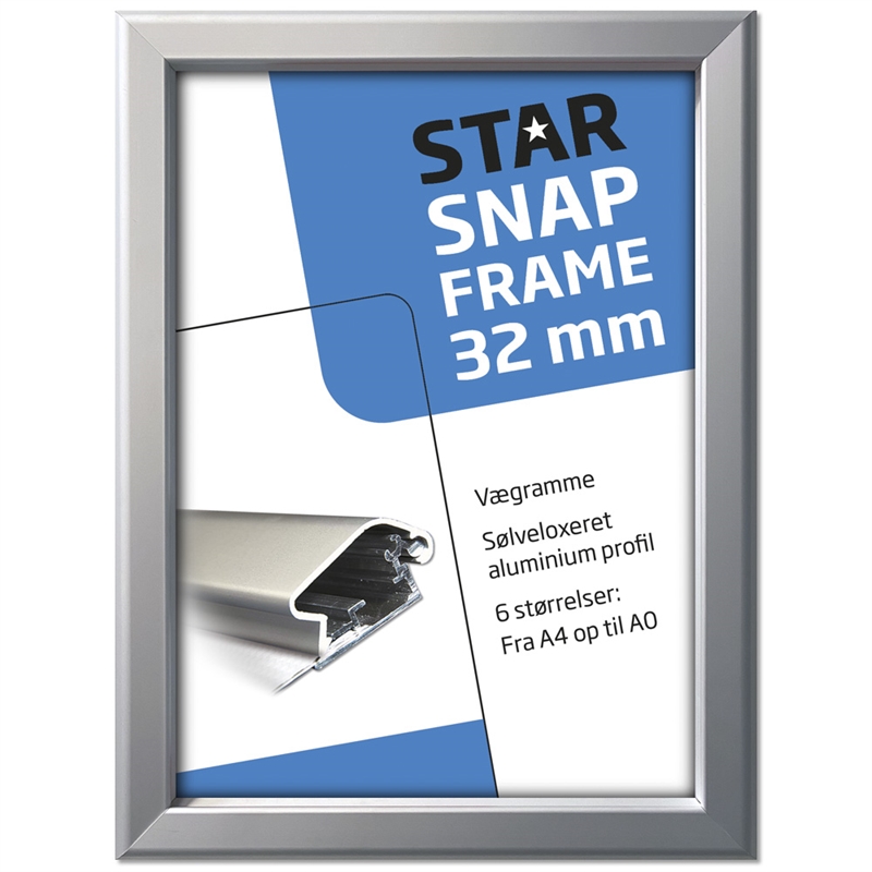 Sølv Alu Klapramme 32 Mm - Ideel til Plakater!