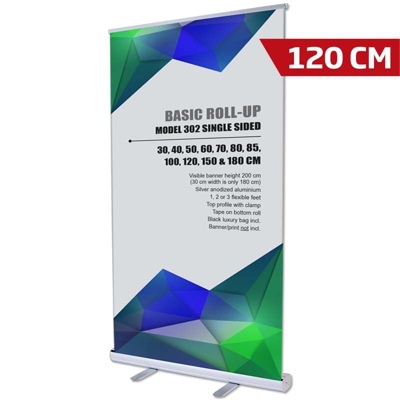 Sølv Roll-up Kassette 120 cm til Messestande - Udsalg!