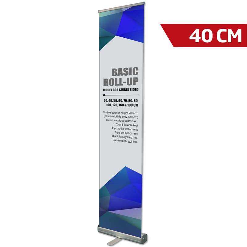 Sølv Roll-up Kassette 40 cm - Ideel til Præsentationer
