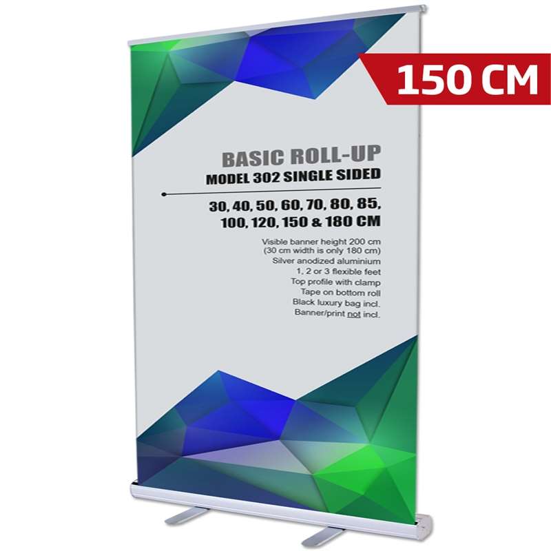 Sølv Roll-up Kassette 150 cm – Perfekt til Messestande