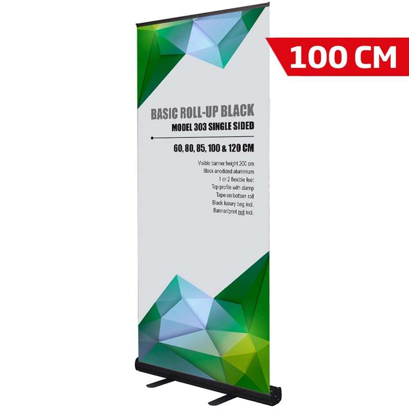 Sort Enkeltsidet Roll-up Kassette 100 cm – Udsalg!