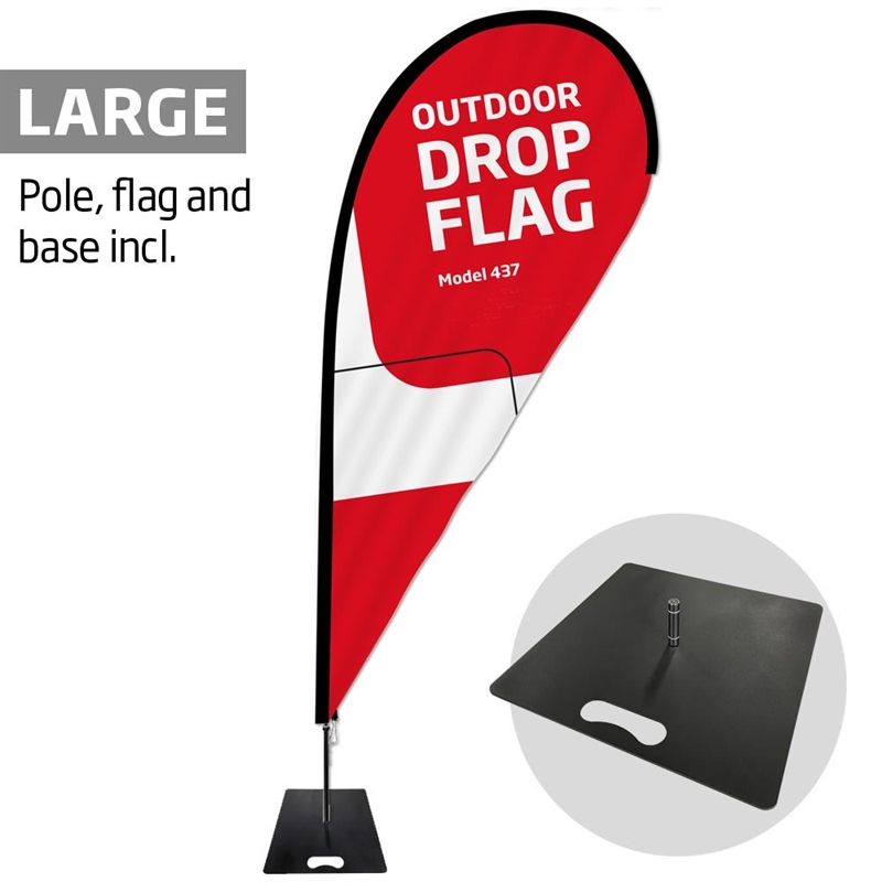 Strandflag Stort med Sort Fod – Ideelt til Udendørs Brug