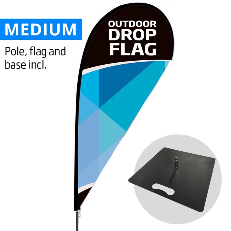 Strandflag Medium med Sort Base - Perfekt til Udendørs Events