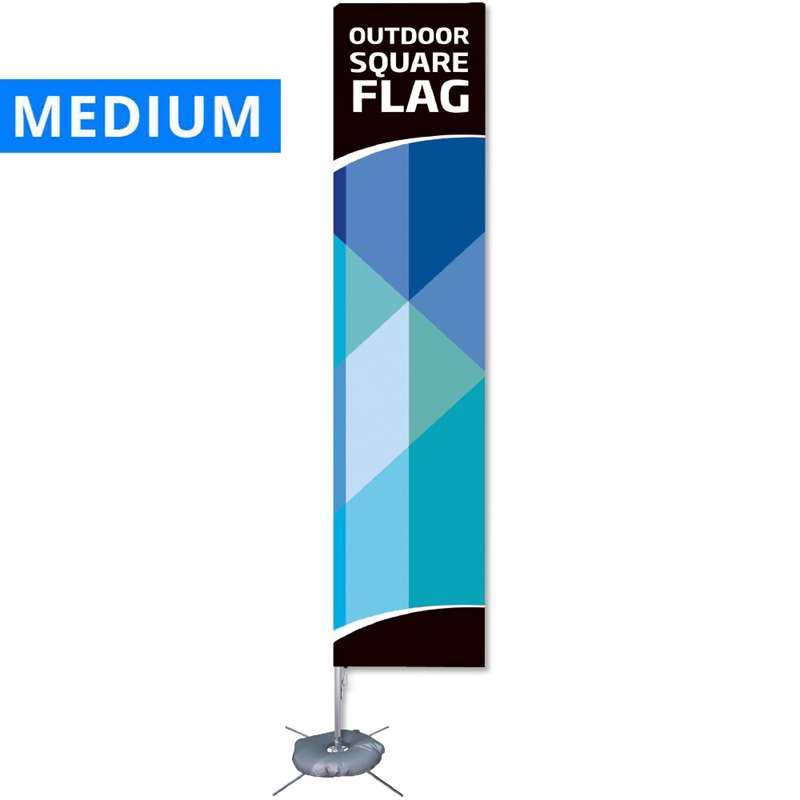 Firkantet beachflag med stang og krydsfod til udendørs brug
