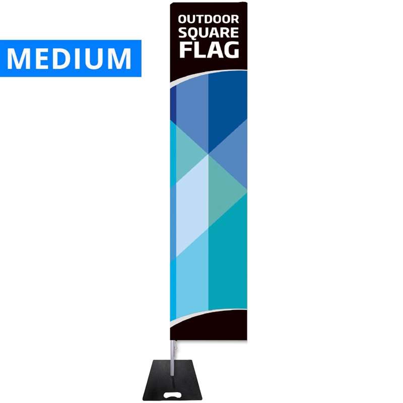 Udendørs firkantet beachflag med stang og stabil fod