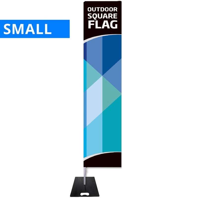 Strandflag - Firkantet Outdoor Flag med Stang og Sort Fod