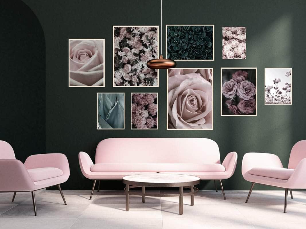 Rosen Billedvæg - Elegant Vægkunst til Dit Hjem