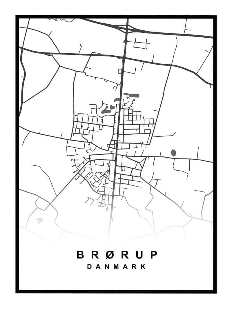 Brørup Plakat - Detaljeret Kort over Brørup By