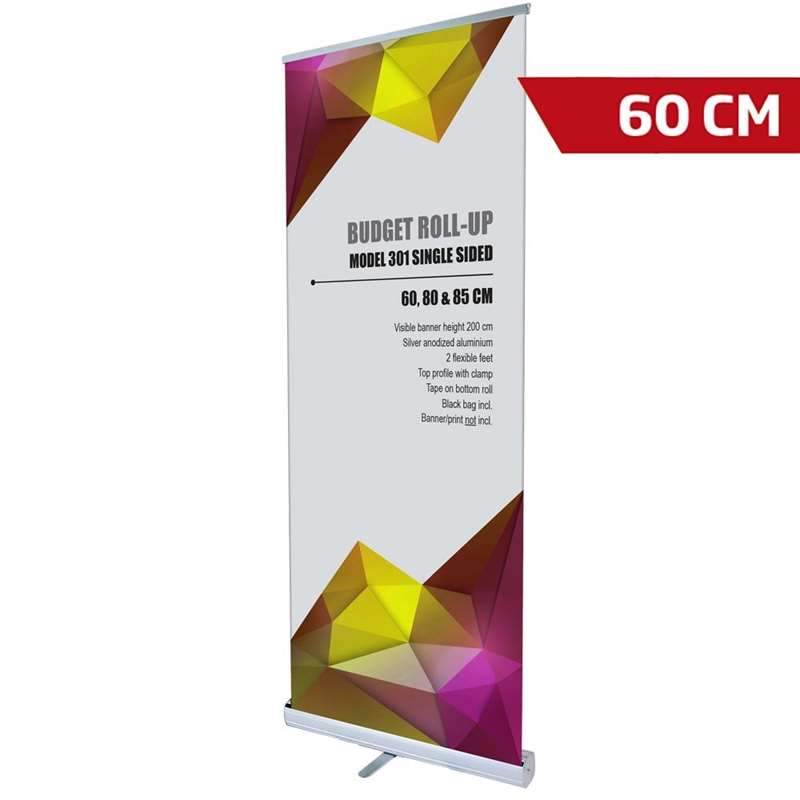 Budget Roll-up i Sølv 60 cm – Perfekt til Messestande