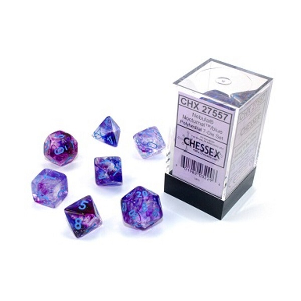 Dice Terninges 195 166 Terninger Nebula Polyhedral Luminary Glow-in-the-dark : Nocturnal With Blue Chessex Lab