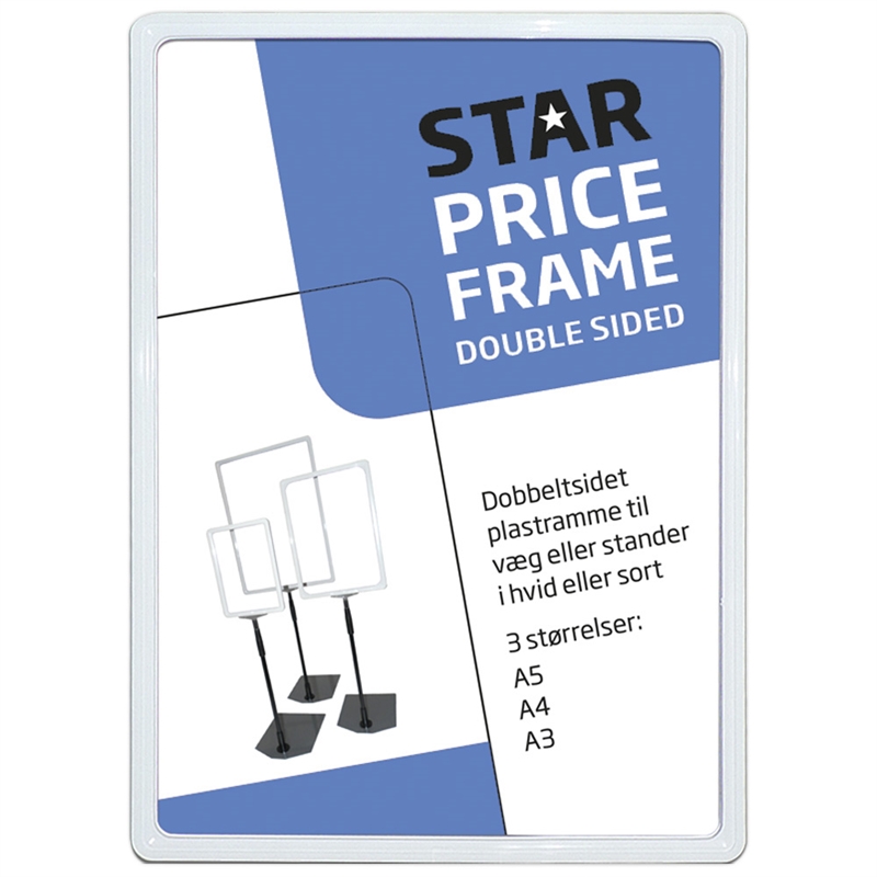 Dobbeltsidet Flex Prisramme i Hvid Plast – A5 Format