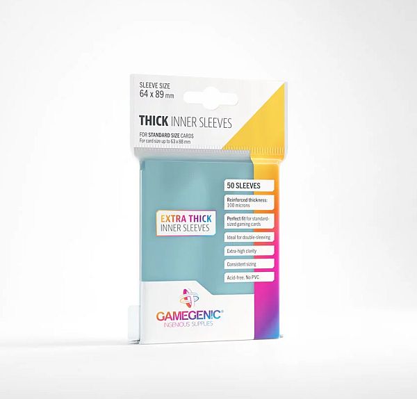 Gamegenic Thick Inner Sleeves Clear Transparent Gennemsigtig 50 Kortlommer