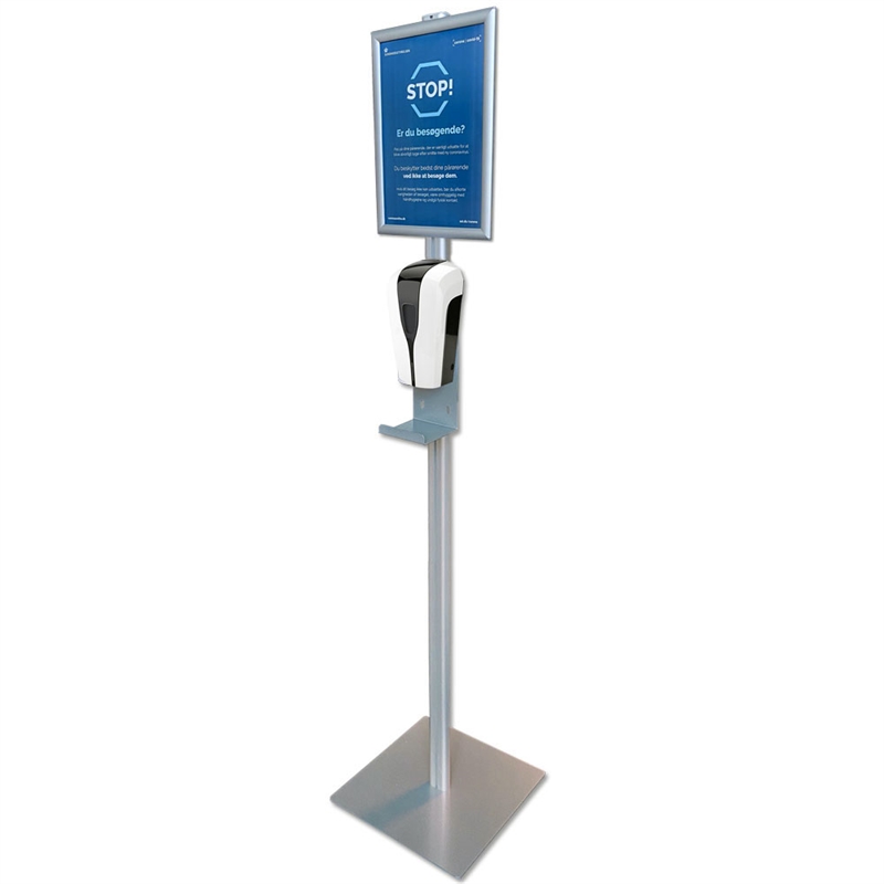 Håndsprit Stander med Dispenser og A4 Klapramme - Sikkerhed først!