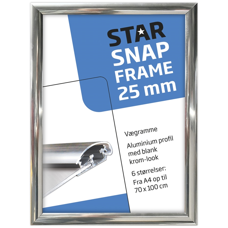 Klapramme i Krom Look - 25 mm Alu Profil til Plakater