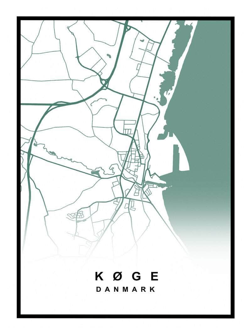 Køge bykort plakat - Oplev din favoritdel af byen!