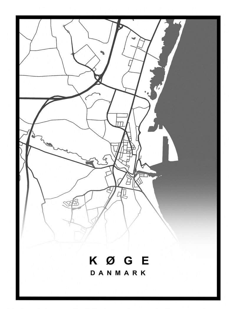 Køge Bykort Plakat fra Postersbyus - Perfekt til hjemmet!