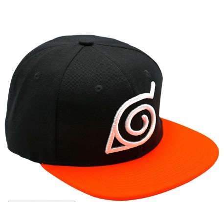 Naruto Shippuden Konoha Snapback Cap i Sort og Orange
