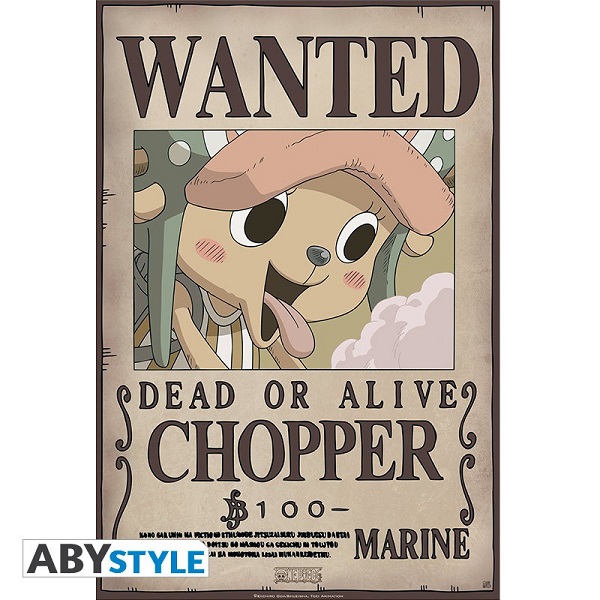 One Piece Chopper "Wanted" Plakat 52x38 cm - Fantastisk!