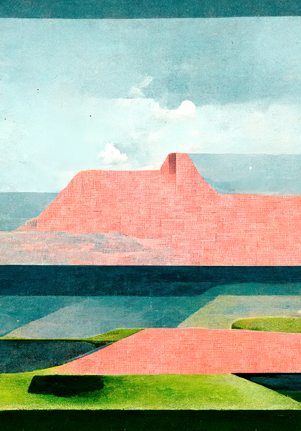 Pink Sommer Havkyst V1 af Yoma.emptylands - Kunsttryk