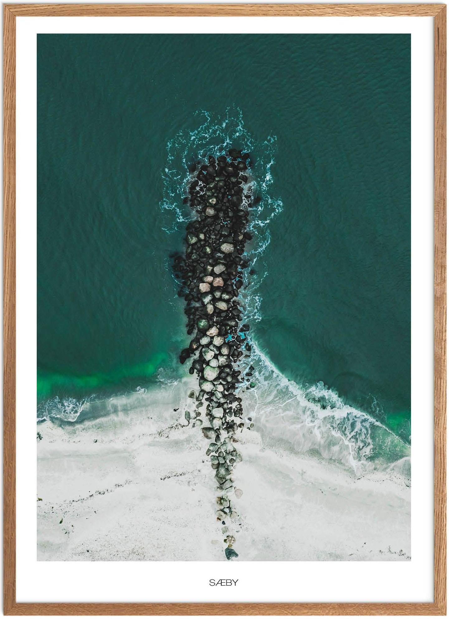 Plakat Sæby Bølgebryder Naturplakat Plakater Nordjylland Plakat Plakatsnedkeren Drone-plakater