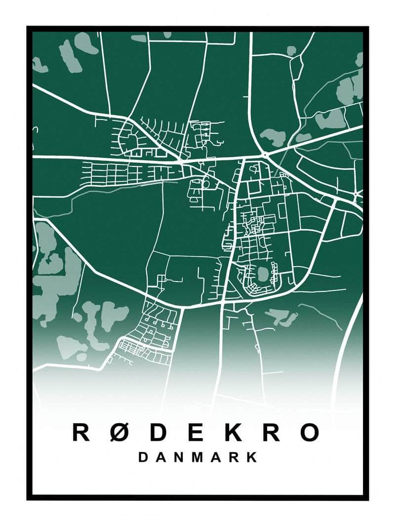 Rødekro Plakat - Detaljeret Kort over Rødekro By