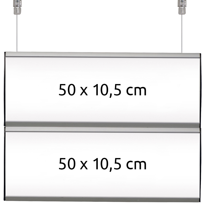 Dobbeltsidet skiltesystem til loft - 50 stk. til salg!