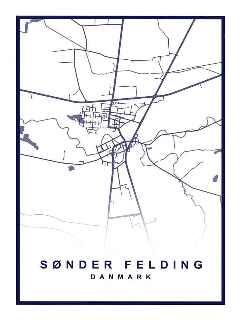 Sønder Felding Plakat - Detaljeret Kort over Byen
