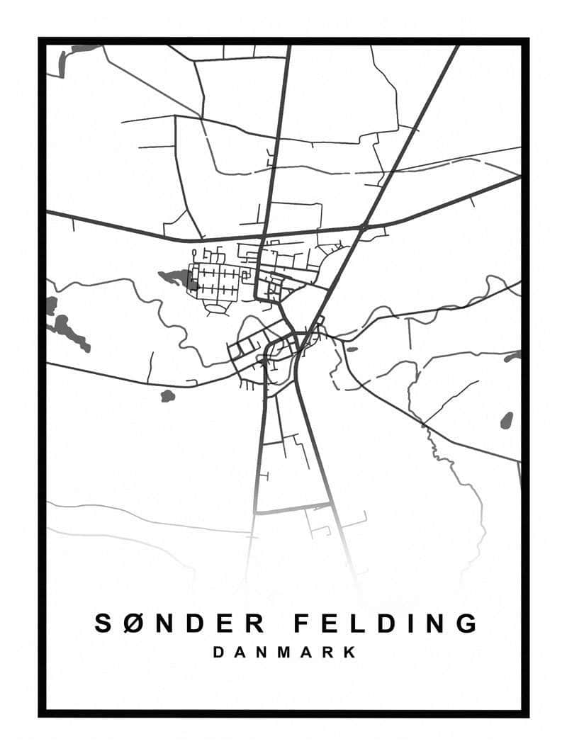 Sønder Felding Kortplakat - Udforsk Din Elskede By