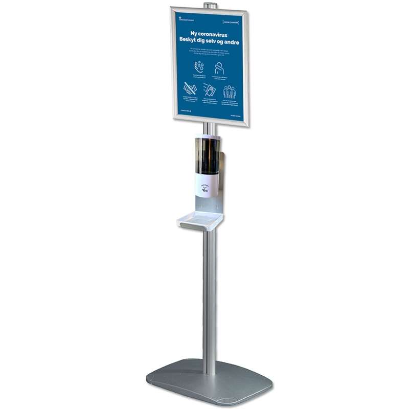 Spritstander med 500 ml dispenser og A4 ramme til salg