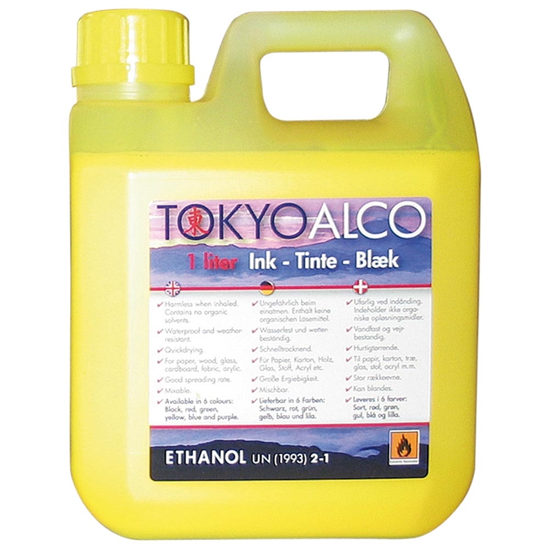 Tokyo Alco Gul Skilteblæk - 1 Liter til Synlig Skiltning