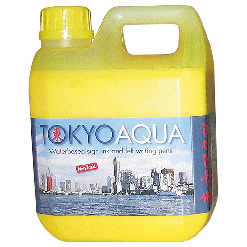 Tokyo Aqua Skilteblæk - Gul, 1 Liter til Imponerende Skiltning