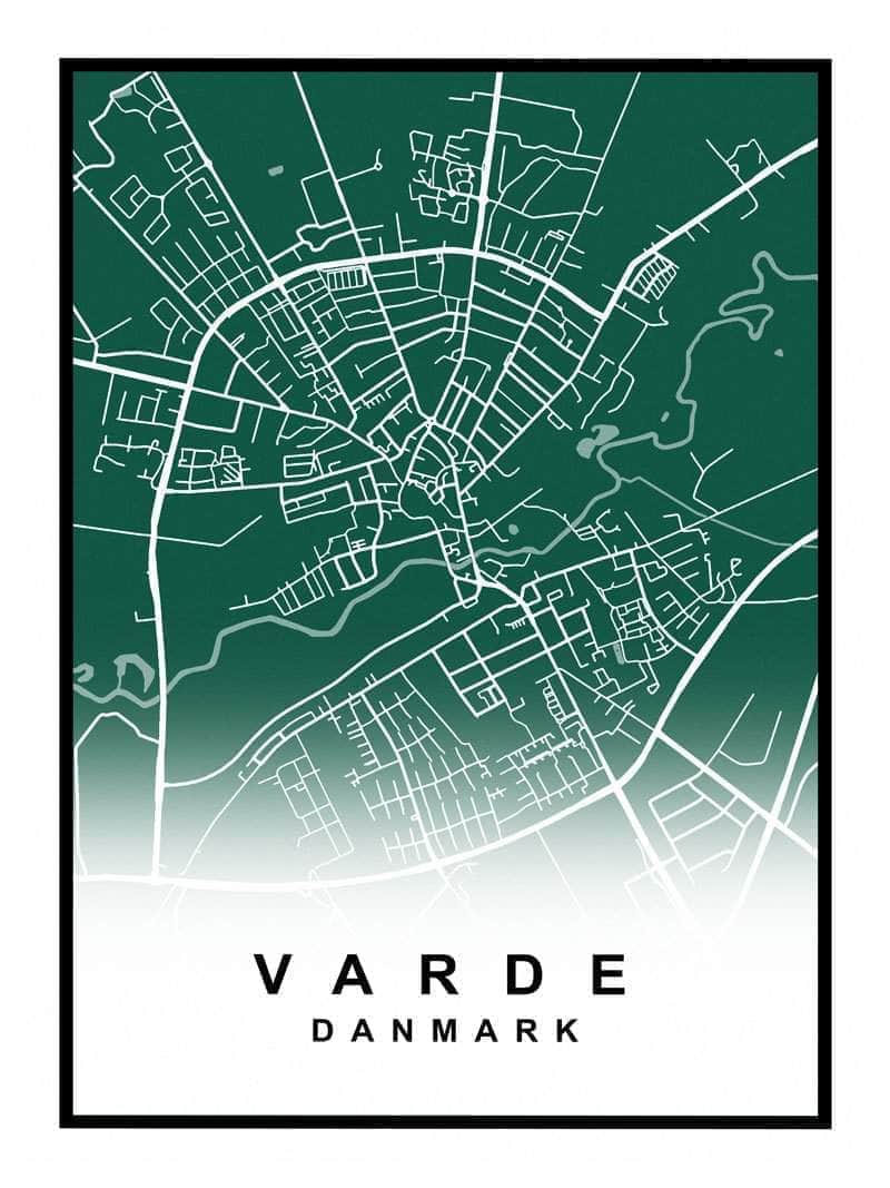 Varde By Kort Plakat – Perfekt til Indretning og Gave