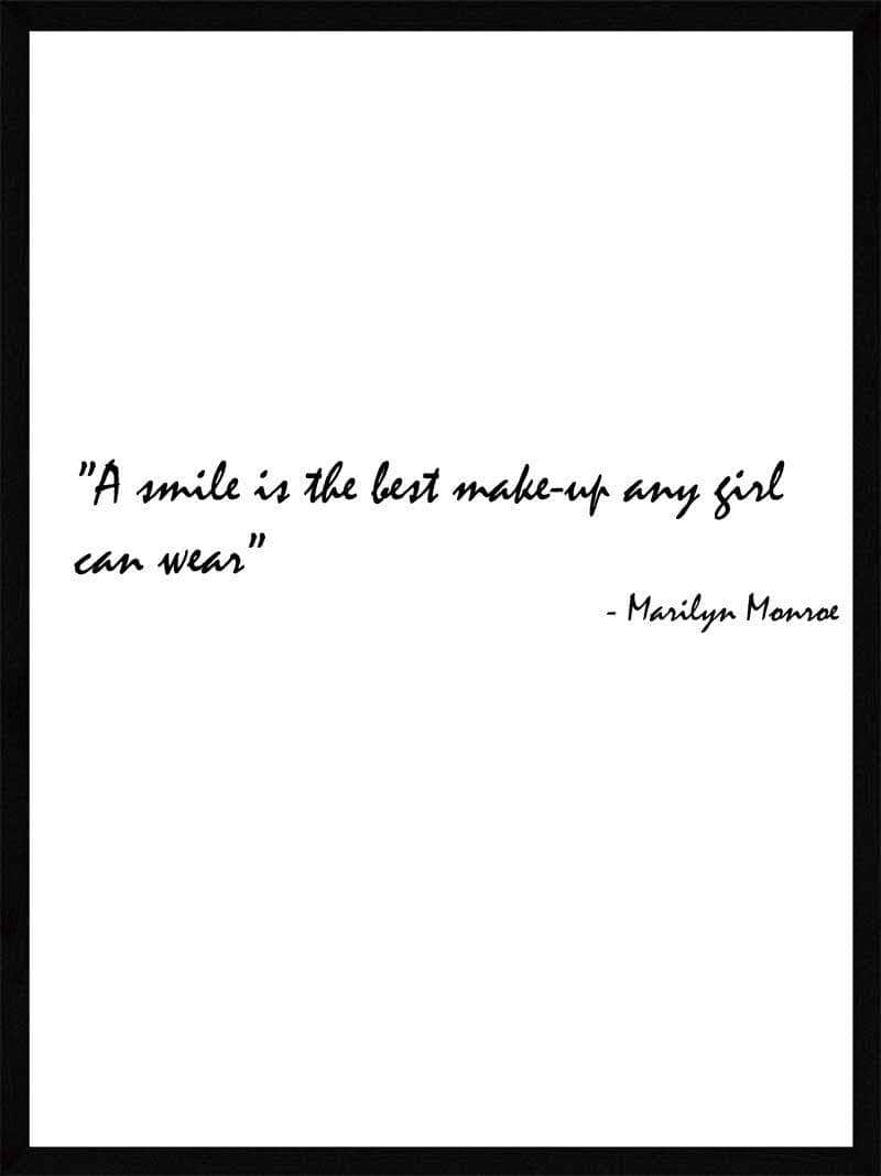 Plakat med Marilyn Monroe-citat: "Et smil er det bedste makeup"