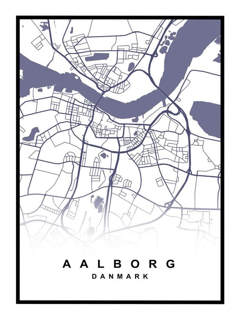Aalborg Plakat - Detaljeret kort over Aalborgs indre områder
