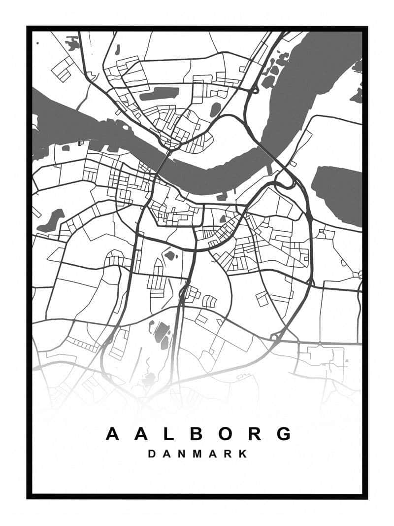 Aalborg Plakat - Smukt kort over Aalborgs indre bydel