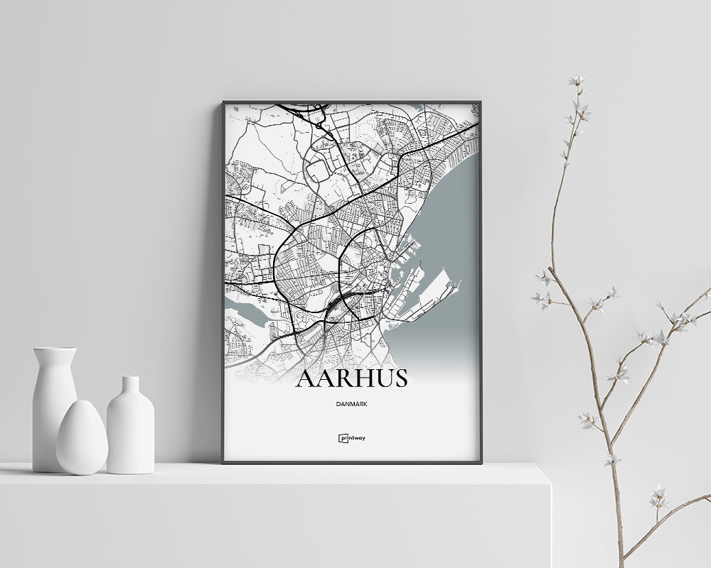 Aarhus Bykort Plakat – Minimalistisk Kunstværk A4
