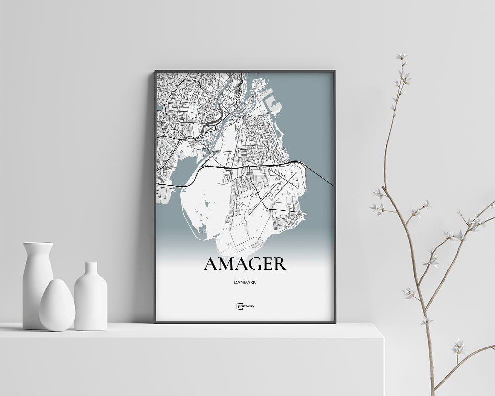 Amager Bykort Plakat – Minimalistisk Design til Hjemmet