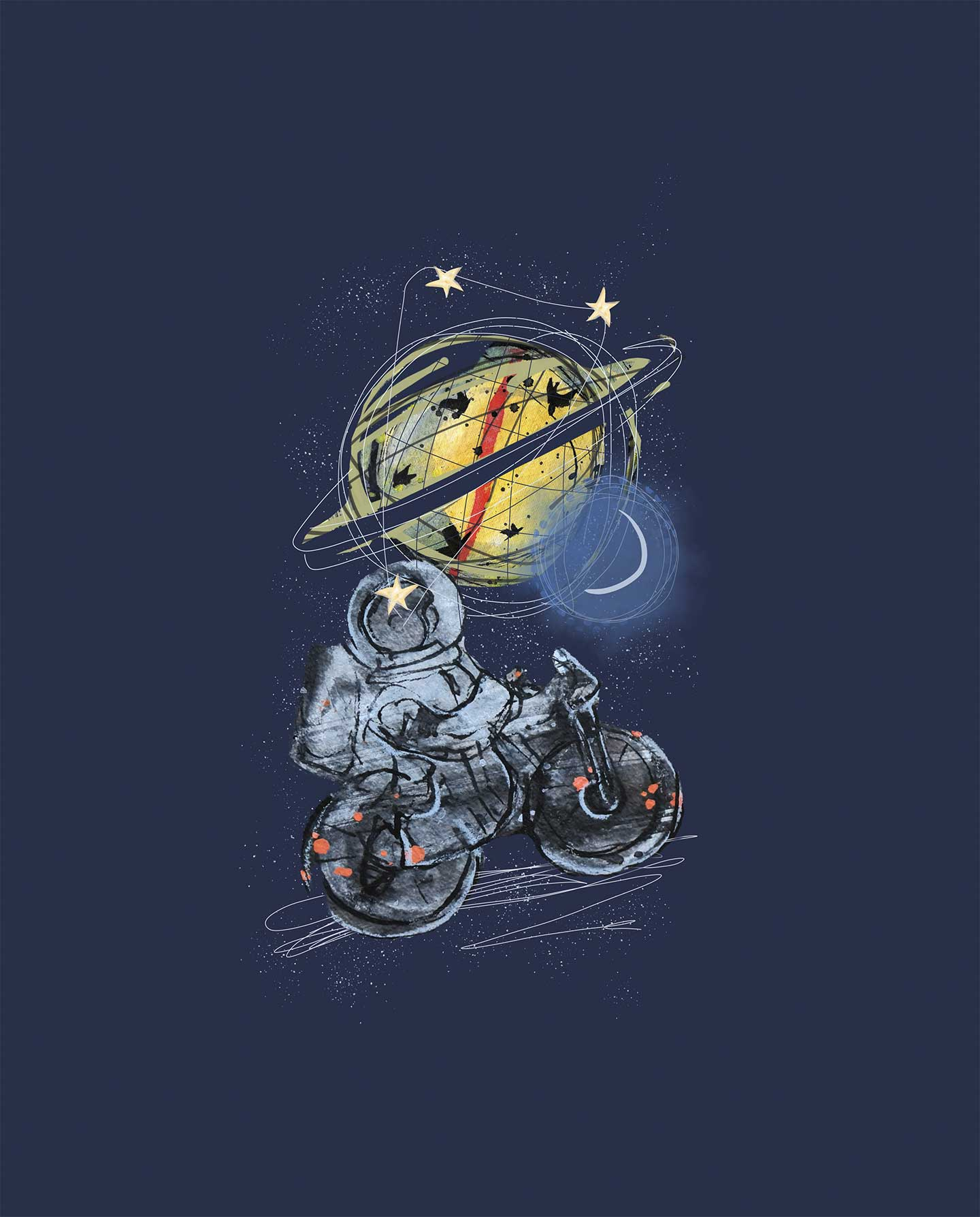 Astronaut On Bike Af Anne Marie Johansen