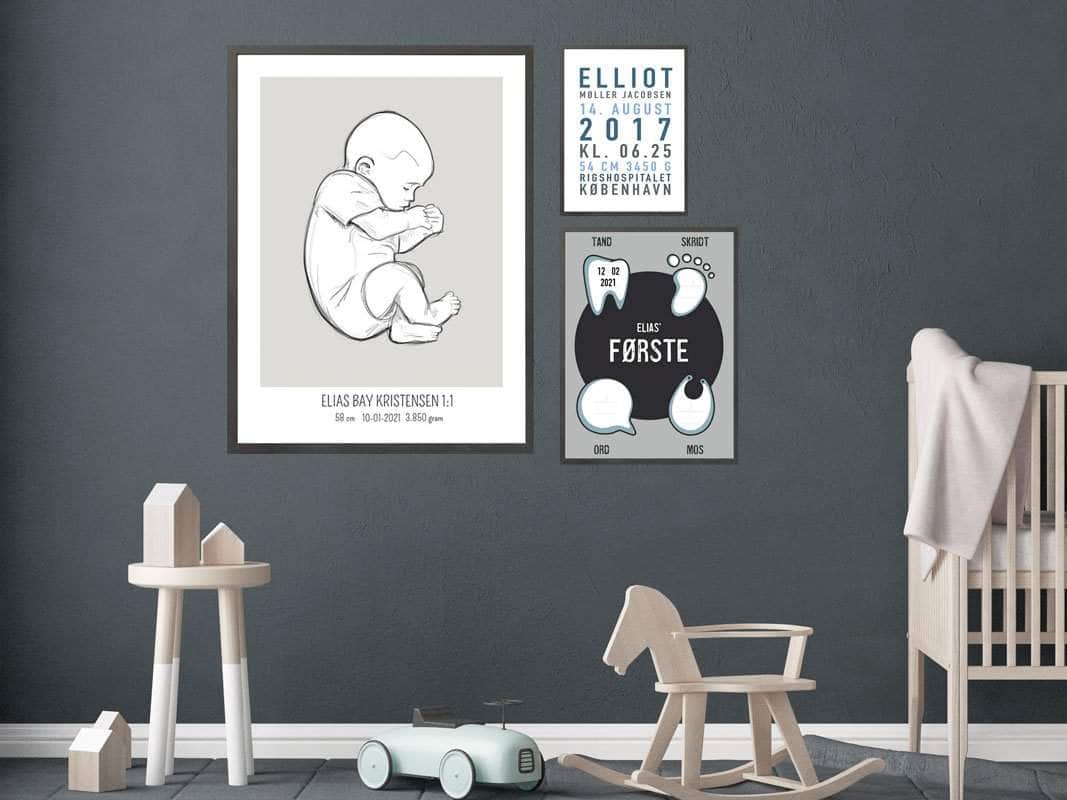 Minimalistisk Baby Billedvæg med Rammer - Hygge til Børneværelset