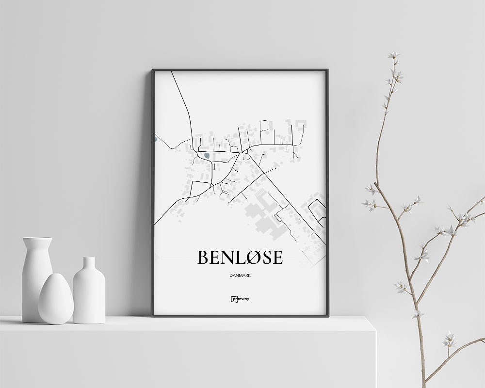 Benløse Bykort Plakat – Minimalistisk Vægkunst A4