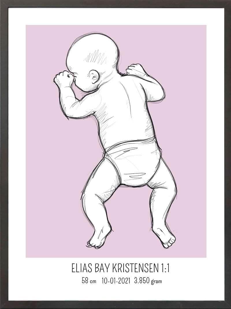 Birth Poster Fødselsplakat : På Maven Blå